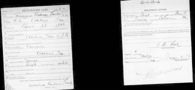 US, WWI, Draft Registration Cards, 1917-1918 Page 1