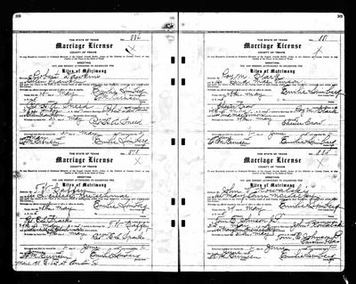 T. W. Caffey and Lucille L. Kretschmar — Travis Co., Texas, marriage licence No. 878, 1945