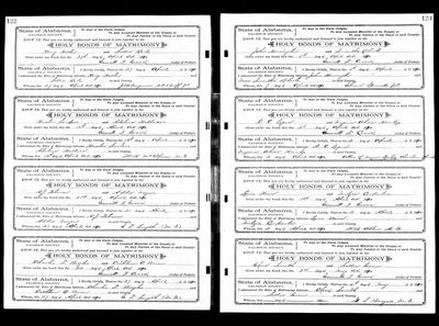 Calhoun County, Alabama, marriage book, p. 123 (Ancestry 61365/901501955, image TH-1951-34750-13492-87) · S908 — page 123