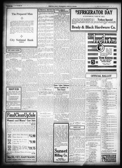 Page 6 of Temple Daily Telegram (Temple, Tex.), 19 July 1916