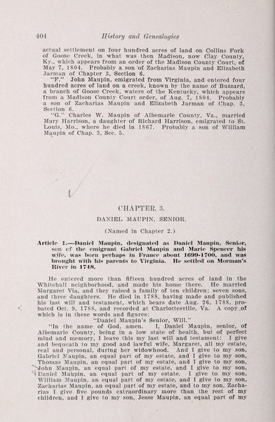 W. H. Miller, History and Genealogies of the Families of Miller, Woods, Harris, Wallace, Maupin, Oldham, Kavanaugh and Brown (1907) — page 404