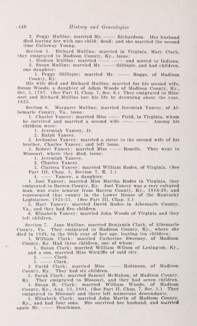W. H. Miller, History and Genealogies of the Families of Miller, Woods, Harris, Wallace, Maupin, Oldham, Kavanaugh and Brown (1907) — page 448