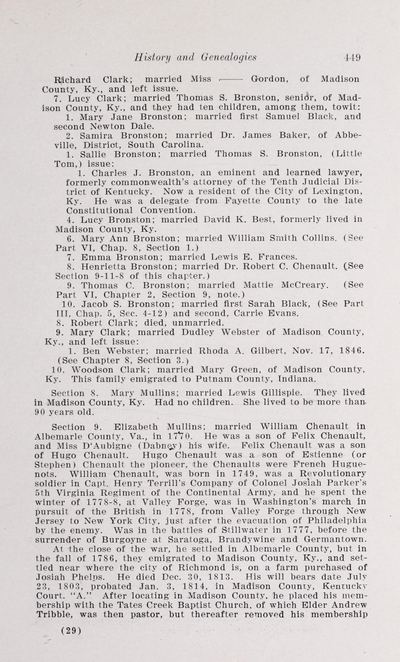 W. H. Miller, History and Genealogies of the Families of Miller, Woods, Harris, Wallace, Maupin, Oldham, Kavanaugh and Brown (1907) — page 449