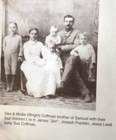 Dee and Mollie (Wright) Coffman with their children, about 1888