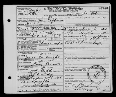 Ancestry — Texas Bureau of Vital Statistics — page File No. 56943