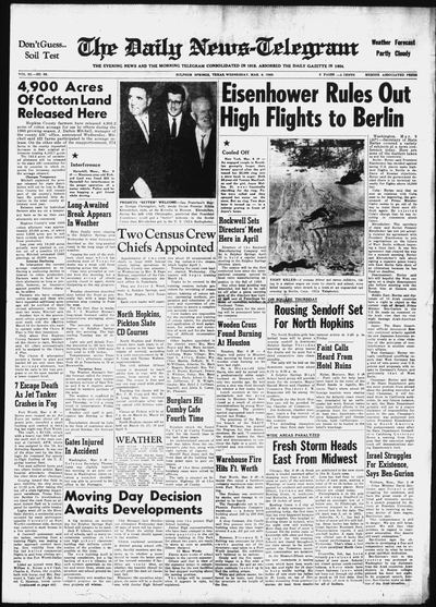 Page 1 of The Daily News-Telegram (Sulphur Springs, Tex.), 9 March 1960