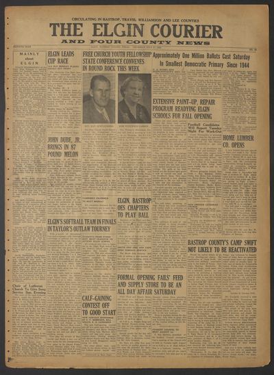 Page 1 of The Elgin Courier and Four County News (Elgin, Tex.), 27 July 1950