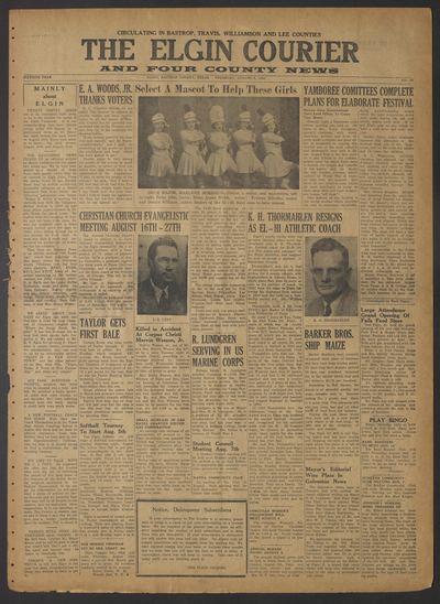 Page 1 of The Elgin Courier and Four County News (Elgin, Tex.), 3 August 1950