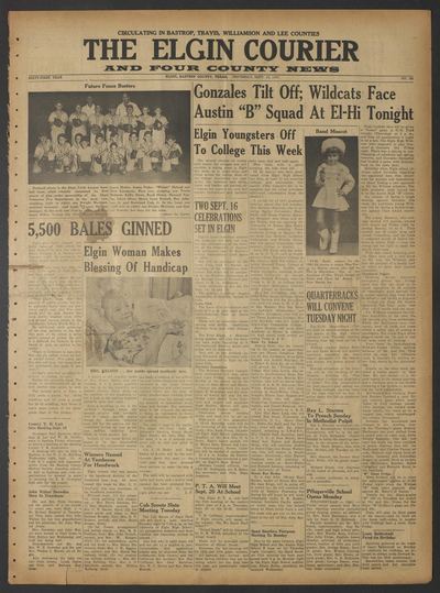 Page 1 of The Elgin Courier and Four County News (Elgin, Tex.), 13 September 1951