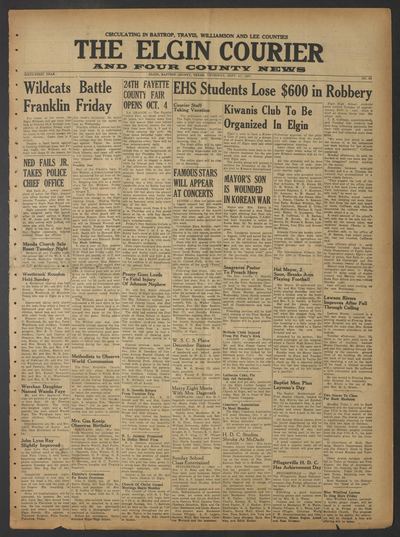Page 1 of The Elgin Courier and Four County News (Elgin, Tex.), 27 September 1951