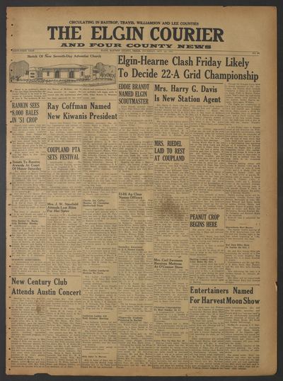 Page 1 of The Elgin Courier and Four County News (Elgin, Tex.), 18 October 1951