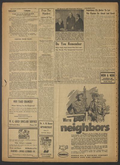 Page 2 of The Elgin Courier and Four County News (Elgin, Tex.), 17 January 1952
