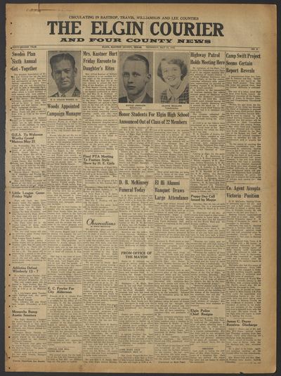 Page 1 of The Elgin Courier and Four County News (Elgin, Tex.), 15 May 1952