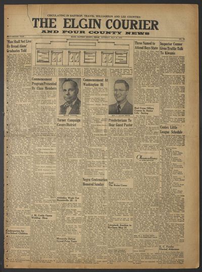 Page 1 of The Elgin Courier and Four County News (Elgin, Tex.), 29 May 1952