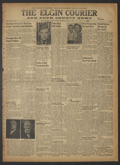 Page 1 of The Elgin Courier and Four County News (Elgin, Tex.), 5 March 1953