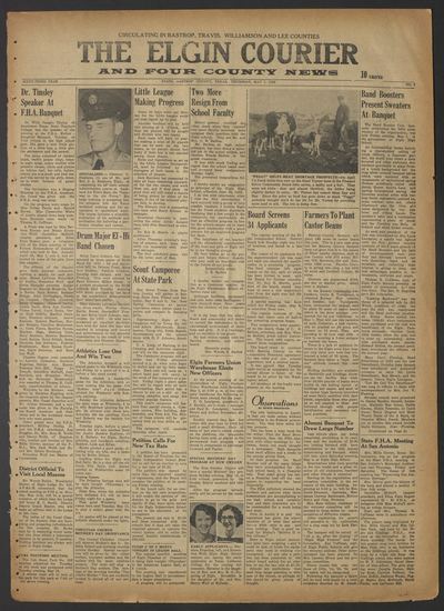 Page 1 of The Elgin Courier and Four County News (Elgin, Tex.), 7 May 1953