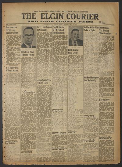 Page 1 of The Elgin Courier and Four County News (Elgin, Tex.), 21 May 1953