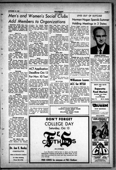 Page 3 of The Optimist (Abilene, Tex.), 12 October 1962
