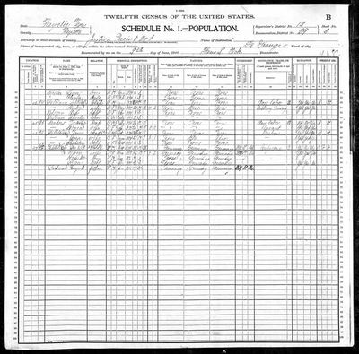 Traugott Ladusch in the Ehmling household — 1900 census, Justice Precinct 1 (La Grange), Fayette Co., Texas (PAGE IMAGE, batch 7)