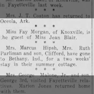 Mrs Ruth Parliman and son Clifford, 21 Jul 1927, Fayetteville, Tennessee