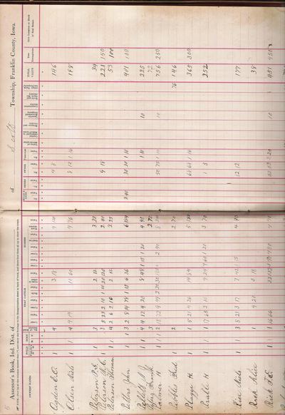 1890 tax assessment, John Peters, Scott Township, Franklin County, Iowa