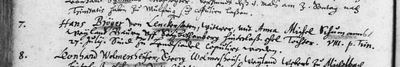 Marriage of Hans Bröger of Lenkerstetten, a widower, and Anna Schumann of Seibotenberg, 27 July 1634, Lendsiedel