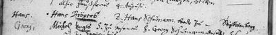 Baptism of Hans, son of Hans Bröger of Seibotenberg, August 1641, Michelbach an der Heide