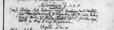 Marriage of Hans Bröger the younger of Seibotenberg, 18 May 1669, Michelbach an der Heide