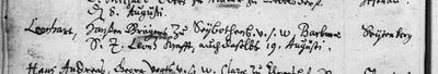 Baptism of Leonhart, son of Hanß Pröger of Seibotenberg and Barbara, 19 August 1670, Michelbach an der Heide