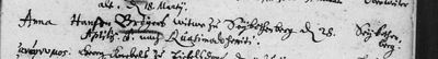 Burial of Anna, widow of Hans Bröger of Seibotenberg, 28 April 1674, Michelbach an der Heide
