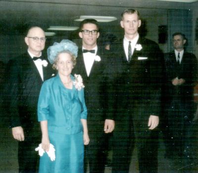 Bill Proeger with the wedding party at his marriage to Nancy Coffman, c. 1964