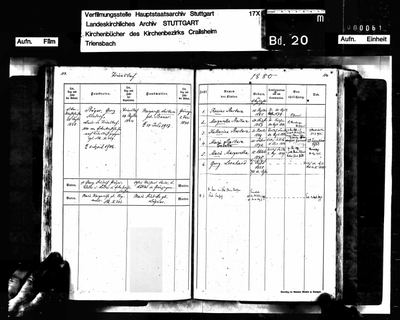 Georg Christian Pröger — Evangelische Kirche Triensbach, Bd. 20, Familienregister III, pp. 113-114 (Ancestry 61023, image 1860323-00709); Landeskirchliches Archiv Stuttgart · S1700 — page 113-114