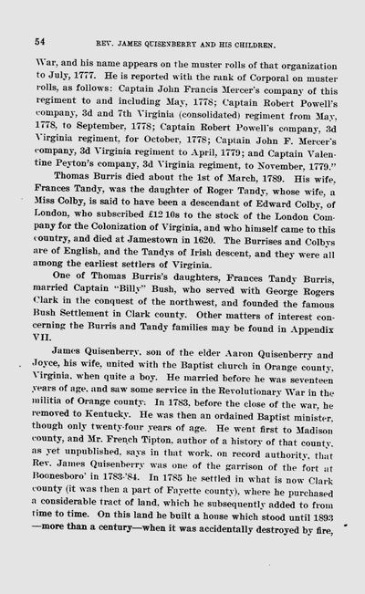 Quisenberry Memorials p.54, Rev. James Quisenberry (1900)