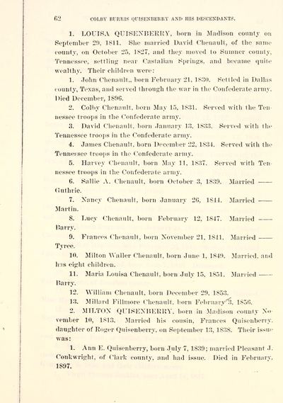 A. C. Quisenberry, Genealogical Memoranda of the Quisenberry Family (1897) — page 62