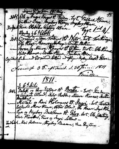 Røldal ministerialbok 1780-1816 (1229Q), Digitalarkivet source 11628 · S2253 — page p. 48, 6 July 1811
