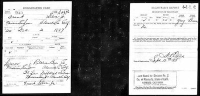 Page card front + Registrar's Report of U.S. World War I Draft Registration Cards, 1917-1918 — Local Board for Division No. 2, County of Alameda, State of California, **Hayward, California**; serial 939, order A 2696, registered 12 September 1918 (Ancestry coll. 6482, record 29586428; image 005240885_02265) · full resolution 3048 x 1464 px, DeepZoom level 12, 18/18 tiles, both sides on one image