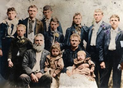 Restored and colorized (AI-assisted) — W. M. Waldon and family, about 1895