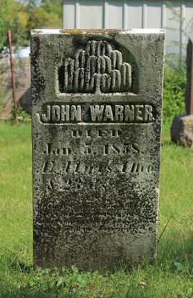 Gravestone of John Warner, 1858, Winslow, Stephenson County, Illinois