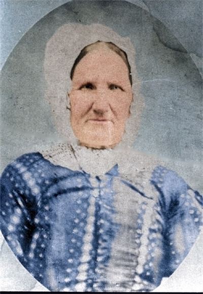 Restored and colorized (AI-assisted) — Nancy Jane Wilder, oval portrait in a bonnet