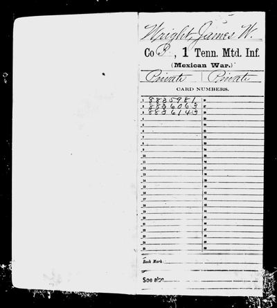 Mexican War service record jacket, James W. Wright, 1846-47